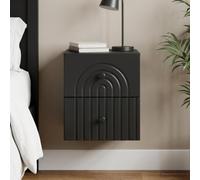 Ziaphsol Wall-Mounted Bedside Cabinet with Drawer in Black 33 x 34.5 x 40 cm Modern Vintage Wooden Storage Unit for Bedroom Or Living Room Decor Ideal for Small Spaces