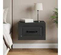 Ziaphsol Wall-Mounted Bedside Cabinet with Drawer in Black 34.5 x 33 x 20 cm for Bedroom Living Room Furniture with Storage Shelf and Cable Management