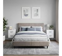 Ziaphsol Wall-Mounted Bedside Table 2 pcs White Wood MDF Modern Minimalist Bedroom Furniture with Storage Shelves and Drawers for Small Spaces Apartment Decor