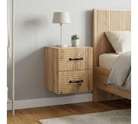 Ziaphsol Wall-Mounted Bedside Table 2-Piece Set in Artisanal Oak with Compact Dimensions 34.5 x 33 x 40 cm Ideal for Modern bedrooms and Living Rooms with Versatile Storage and Stylish Design
