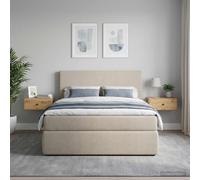 Ziaphsol Wall-Mounted Bedside Table 2-Piece Set in Natural Oak Wood with Drawers and Open Shelf for Modern Bedroom Decor, Ideal for Small Spaces, Durable MDF and Engineered Wood Finish