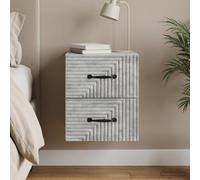 Ziaphsol Wall-Mounted Bedside Table Gris Béton 34.5 x 33 x 40 cm avec Tiroirs Rangement Étagère Niche pour Chambre Salon Bureau Décoration Moderne