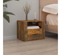 Ziaphsol Wall-Mounted Bedside Table in Smoked Oak Wood 50x36x40 cm with Spacious Storage Shelf for Bedroom, Living Room, Or Dormitory, Modern Scandinavian Design, Durable MDF