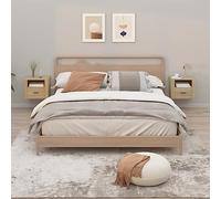 Ziaphsol Wall-Mounted Bedside Table Set 2 pcs Chene Sonoma 50x36x40 cm Modern Scandinavian Bedroom Furniture with Storage Shelf and Durable Engineered Wood for Living Room Or Bedroom Decor