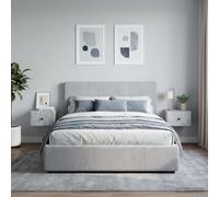 Ziaphsol Wall-Mounted Bedside Table Set 2 pcs in Concrete Gray with Durable Engineered Wood Finish 34.5 x 33 x 20 cm Ideal for Small bedrooms Living Rooms Or dorms with Ample Storage Space
