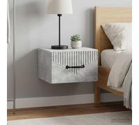 Ziaphsol Wall-Mounted Bedside Table Set 2 pcs in Concrete Grey Finish with Spacious Drawers and Open Storage compartments for Bedroom Or Living Room Decor