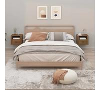 Ziaphsol Wall-Mounted Bedside Table Set 2 pcs in Oak Brown with Durable Engineered Wood Finish Measuring 50x36x40 cm Ideal for Bedroom Lounge Or Hallway Modern Industrial Style Furniture