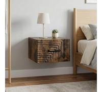 Ziaphsol Wall-Mounted Bedside Table Set 2 pcs in Smoked Oak Wood with Drawers and Shelves Modern Bedroom Furniture for Living Room Or Dormitory with USB Port and Storage Solution