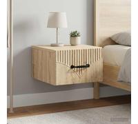 Ziaphsol Wall-Mounted Bedside Table Set 2 pcs in Sonoma Oak with Spacious Drawers and Open compartments Modern Bedroom Or Living Room Furniture for Small Spaces