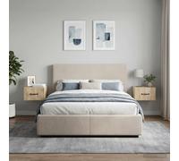 Ziaphsol Wall-Mounted Bedside Table Set of 2 in Sonoma Oak with Drawers and Shelf Modern Design for Bedroom Storage and Decor Ideal for Adult and Children's Rooms