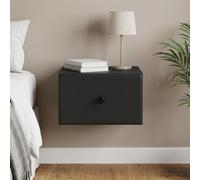 Ziaphsol Wall-Mounted Bedside Table with Drawer in Black 34.5 x 33 x 20 cm for Bedroom Or Living Room Small Space Storage Furniture with Shelf and Compartment Modern Vintage Style