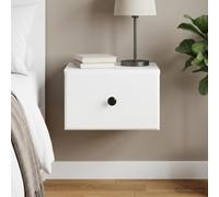 Ziaphsol Wall-Mounted Bedside Table with Drawer in White 34.5 x 33 x 20 cm Modern Scandinavian Bedroom Furniture with Storage Shelf for Living Room Or Dormitory