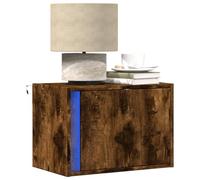 Ziaphsol Wall-Mounted Bedside Table with LED Lights in Smoked Oak Wood Modern Bedroom Furniture with Drawer and Adjustable RGB Lighting for Cozy Ambiance and Space-Saving Design AU