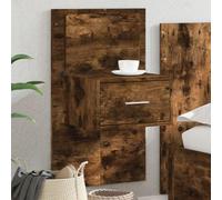 Ziaphsol Wall-Mounted Bedside Table with LED Lights in Smoked Oak Wood Modern Scandinavian Design for Bedroom and Living Room Space Saving Furniture with Storage Shelf