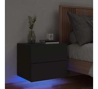 Ziaphsol Wall-Mounted Bedside Table with RGB LED Lights Black Modern Wood Shelf for Bedroom Living Room Dormitory Industrial Style