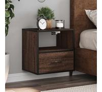 Ziaphsol Wall-Mounted Bedside Tables 2 pcs Brown Oak Finish 40x31x39.5 cm Modern Industrial Bedroom Furniture with Drawer and Shelf for Living Room Or Bedroom Decor