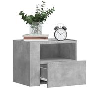 Ziaphsol Wall-Mounted Bedside Tables 2 pcs Gray Concrete Finish 45x30x35 cm Modern Industrial MDF Wood Bedroom Living Room Nightstand with Drawer and Storage Shelf