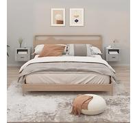 Ziaphsol Wall-Mounted Bedside Tables 2 pcs Gris béton 50x36x40 cm Durable Wood Engineering Modern Bedroom Or Living Room Furniture with Ample Storage Space for Organization and Decor