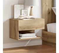 Ziaphsol Wall-Mounted Bedside Tables 2 pcs Oak Handcrafted Space-Saving Floating nightstands Durable Engineered Wood Modern Bedroom Decor Functional Storage Solution for Adults and Children