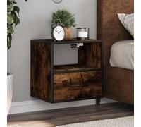 Ziaphsol Wall-Mounted Bedside Tables 2 pcs Smoke Oak 40x31x39.5 cm Bedroom Modern Scandinavian Industrial Furniture with Drawer and Shelf for Living Room Dormitory