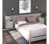 Ziaphsol Wall-Mounted Bedside Tables 2 Pieces in Gray Concrete Finish with Dimensions 48.5 x 32.5 x 80 cm, Modern Scandinavian Style, Space-Saving Design for Bedroom, Living Room Or Dormitory