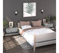 Ziaphsol Wall-Mounted Bedside Tables Set of 2 in Grey Concrete Finish Modern Industrial Style with Engineered Wood Surface for Bedroom Or Living Room Storage and Space-Saving Design