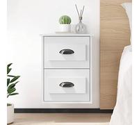 Ziaphsol Wall-Mounted Bedside Tables Set of 2 White 41.5x36x53 cm Modern Scandinavian Bedroom Furniture with Drawers and Storage Space