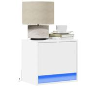 Ziaphsol Wall-Mounted Bedside Tables with LED Lights 2 Pack White Wooden Nightstands with Storage Drawer for Bedroom Lounge Modern Scandinavian Interior Decor