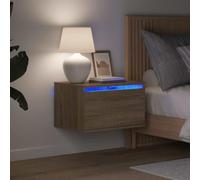 Ziaphsol Wall-Mounted Bedside Tables with LED Lights 2 pcs Oak Sonoma Modern Bedroom Furniture for Living Room Decor Space-Saving Storage Solution
