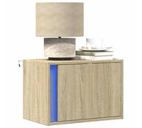 Ziaphsol Wall-Mounted Bedside Tables with LED Lights 2 pcs Oak Sonoma Modern Bedroom Furniture with Storage Drawers for Bedroom Decor