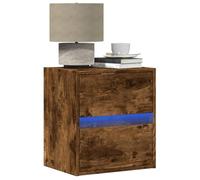 Ziaphsol Wall-Mounted Bedside Tables with LED Lights 2 pcs Smoked Oak Modern Bedroom Furniture with Storage Drawers for Bedroom Lounge Or Dorm Room Decor