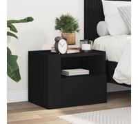 Ziaphsol Wall-Mounted Black Bedside Table 45x30x35 cm with Drawer Sturdy Engineered Wood Modern Bedroom Decor Functional Space-Saving Furniture for Living Room Or Bedroom