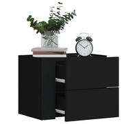 Ziaphsol Wall-Mounted Black Bedside Table 45x30x35 cm with Storage Drawer for Bedroom Or Living Room Modern Industrial Design Wood and Metal Finish Ideal for Small Spaces and Decor