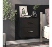 Ziaphsol Wall-Mounted Black Engineered Wood Bedside Table with Storage Drawer for Bedroom, Living Room Or Dorm, Space-Saving Design, Dimensions 48.5 x 32.5 x 80 cm, Single Unit