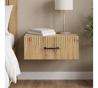 Ziaphsol Wall-Mounted Chêne Artisanal Nightstand with Drawer and Open Shelf 49 x 34.5 x 20 cm for Bedroom Living Room Or Guest Room Modern Scandinavian Vintage Design Durable Wood