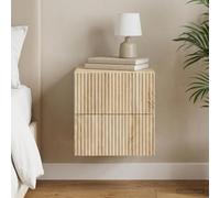 Ziaphsol Wall-Mounted Chêne Sonoma Bedside Cabinet 33 x 34.5 x 40 cm with Two Drawers for Modern Vintage Home Decor