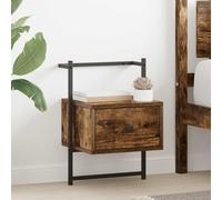 Ziaphsol Wall-Mounted Chevet in Smoked Oak Finish with Durable MDF Material, 35x30x51 cm Size, Modern Bedroom and Living Room Furniture, Space-Saving and Stylish Design