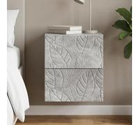 Ziaphsol Wall-Mounted Gray Concrete Finish Bedside Cabinet with Two Drawers Modern Industrial Design for Bedroom Or Living Room Furniture with Durable Engineered Wood