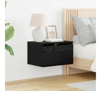 Ziaphsol Wall-Mounted Nightstand 2 Pieces Chêne Noir Wood with LED Lighting for Bedroom Storage Modern Rustic Design Ideal for Small Spaces