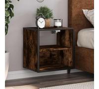 Ziaphsol Wall-Mounted Nightstand Set 2 Pieces in Smoked Oak with 40x31x39.5 cm Dimensions for Bedroom Living Room Modern Industrial Design with Storage Shelves and Robust Surface