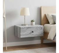 Ziaphsol Wall-Mounted Nightstand Set of 2 Sonoma Gray Contemporary Bedroom Storage Cabinets with Drawers and Open Shelf for Modern Interior Spaces