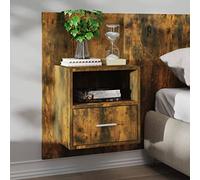 Ziaphsol Wall-Mounted Oak Smoke Bedside Table Modern Scandinavian Floating Nightstand with Storage for Bedroom Living Room and Kids Room