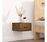 Ziaphsol Wall-Mounted Oak Smoked Bedside Table 35x35x20 cm Modern Scandinavian Bedroom Decor with Storage Shelf and Drawer for Living Room Or Bedroom Space Saving Furniture