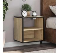 Ziaphsol Wall-Mounted Oak Sonoma Bedside Table 40x31x39.5 cm with Two Shelves Sturdy Wood and Metal for Bedroom, Living Room, Or Dormitory, Modern Vintage Design, Industrial Style, Space-Saving
