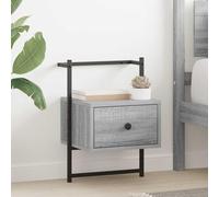 Ziaphsol Wall-Mounted Sonoma Gray Bedside Table 35x30x51cm Engineered Wood Metal Modern Vintage Decor for Bedroom Living Room Dorm Adult Child Scandinavian Style Furniture