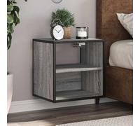 Ziaphsol Wall-Mounted Sonoma Grey Bedside Table 40x31x39.5 cm with 2 Shelves Modern Industrial Design Suitable for Bedroom Living Room Dorsitory Or Kids Room