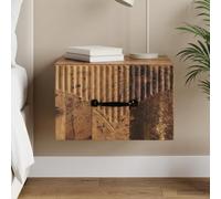 Ziaphsol Wall-Mounted Vintage Wooden Bedside Table with Drawer and Storage for Bedroom and Living Room 34.5 x 33 x 20 cm Modern Scandinavian Style