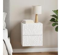 Ziaphsol Wall-Mounted White Bedside Cabinet 34.5 x 33 x 40 cm with 2 Drawers Modern Scandinavian Style Bedroom Furniture for Small Spaces and Urban Apartments