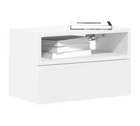 Ziaphsol Wall-Mounted White Bedside Table 45x26x28.5 cm with Drawer and Open Storage Space, Modern Bedroom Furniture, Durable Engineered Wood, Easy to Install, Ideal for Small Spaces Or Bedside Use
