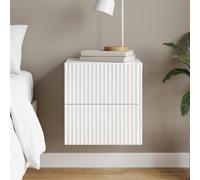 Ziaphsol Wall-Mounted White Glossy Bedside Cabinet 33 x 34.5 x 40 cm with Two Drawers for Bedroom Or Living Room Storage Modern Vintage Design Suitable for Adult Or Children's Space